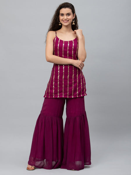 Red Indian Wedding Kurti Sharara Dupatta Salwar Kameez Suit Set Chikankari  Midi Tunic Dress